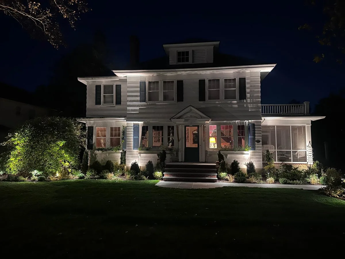 Landscape lighting on Bay Shore home
